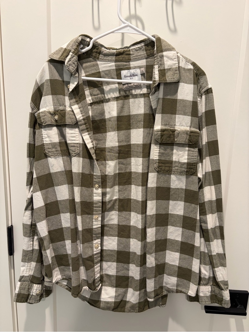Goodfellow & Co Olive and White Plaid Button-Down Shirt